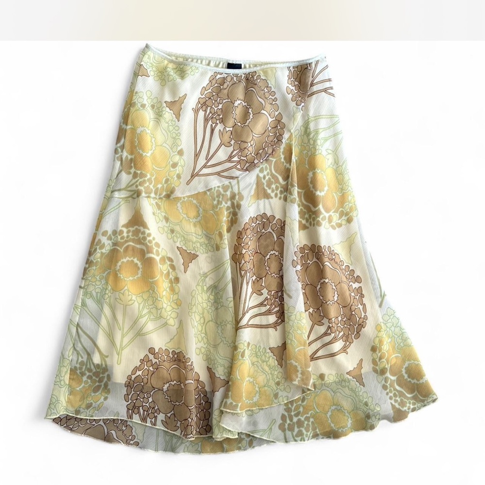 Wrapper A-Line Skirt in Yellow and Brown Floral